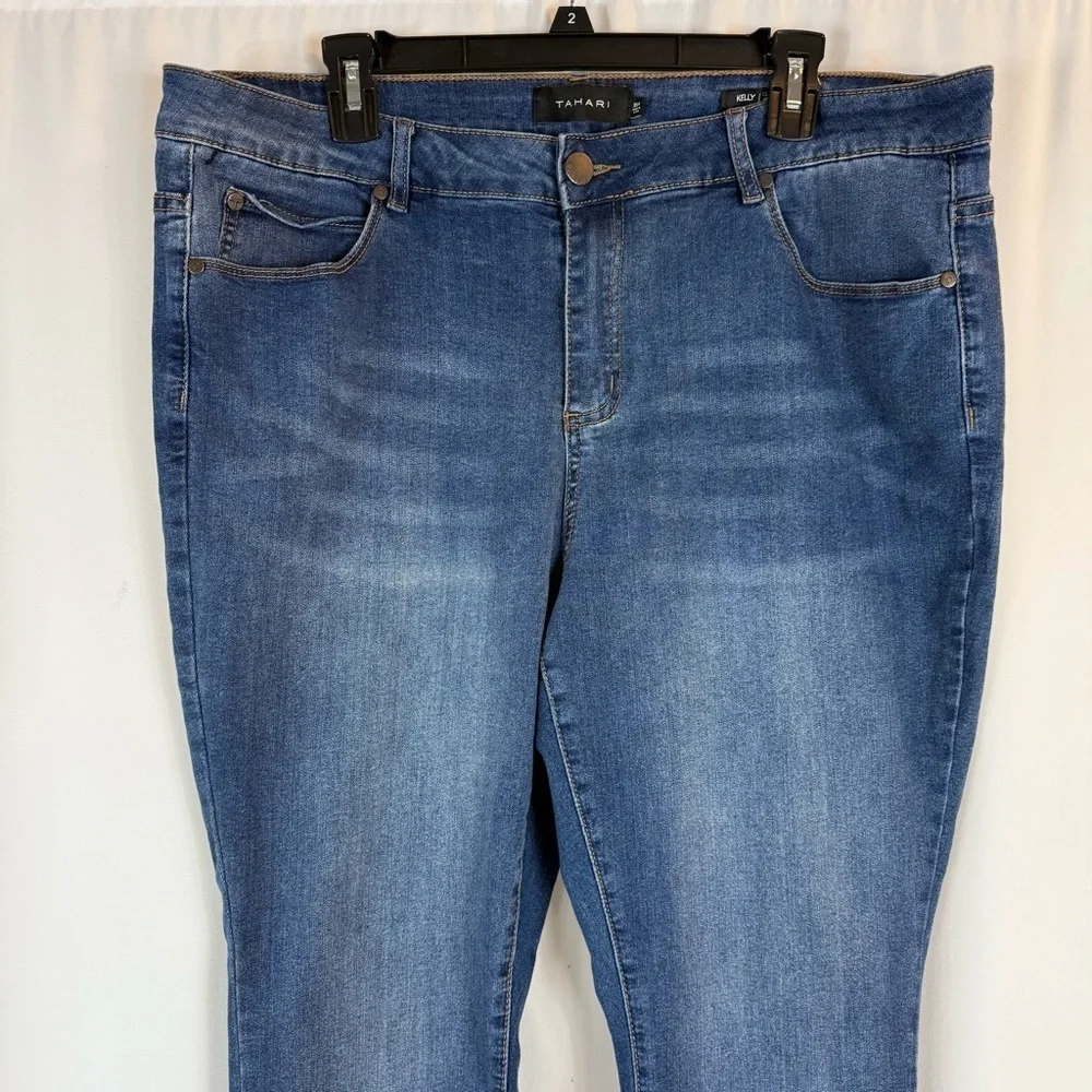 Tahari 20W Plus Size Jeans Kelly Mid-rise Skinny Leg Dark Wash Classic